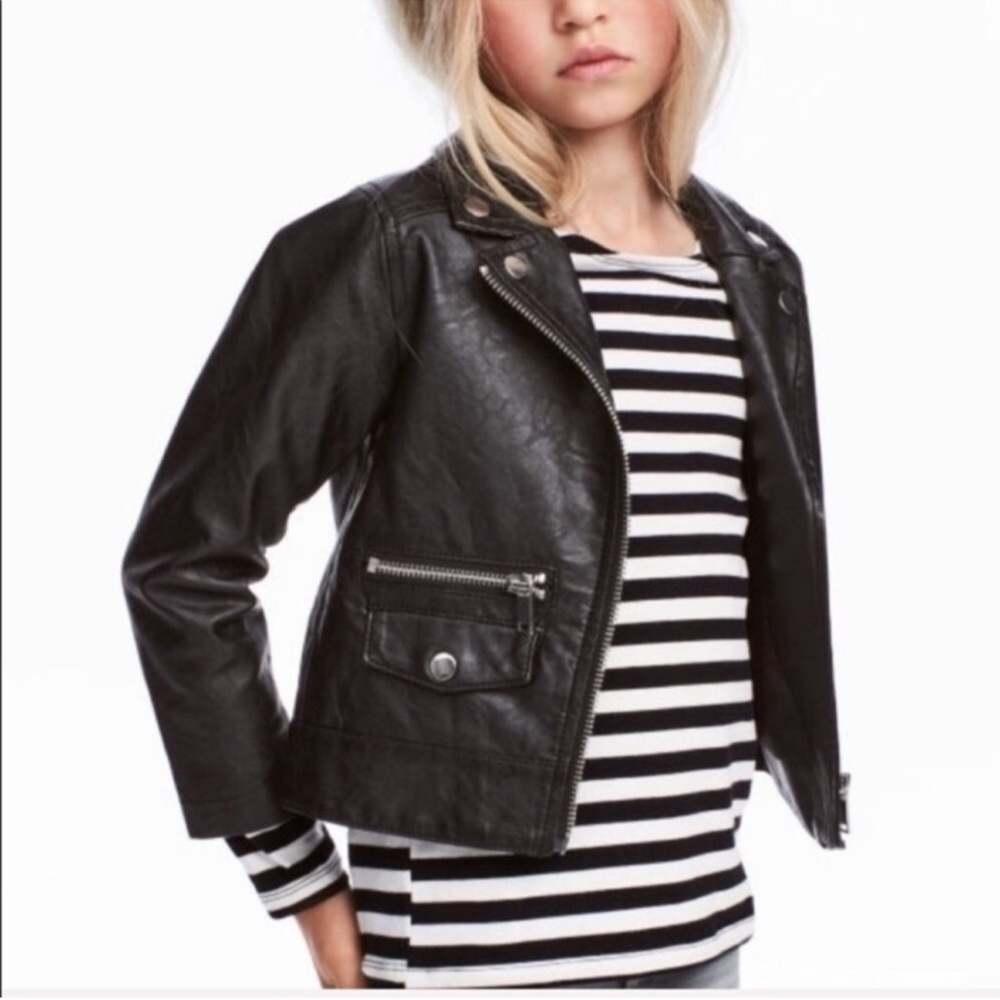 H&M Kids Grunge Black Moto Leather Jacket